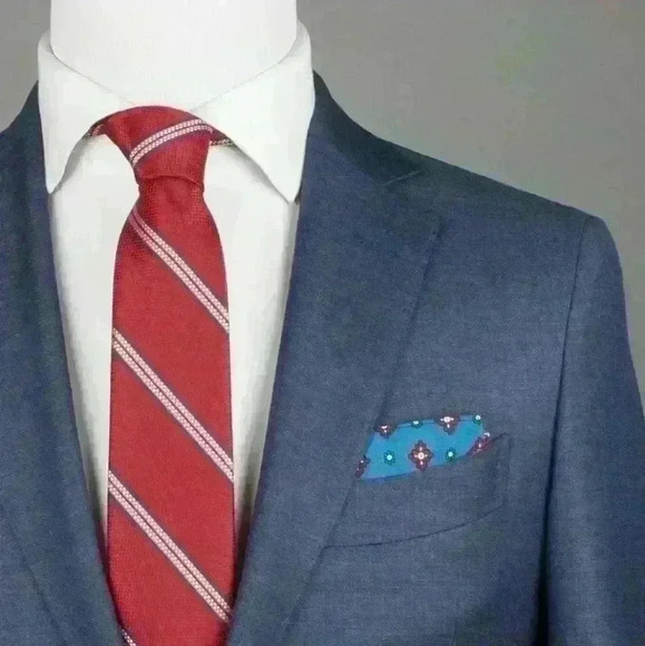 Perry Ellis Portfolio Men's Red Double Stripe Neck Tie $45 - Picture 2 of 6